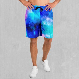 Stellar Skies Polyester Relaxed Mens Gym Festival Drawstring Shorts With Pockets Designs and Patterns