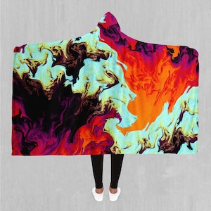Baño de lava Psychedelic Sherpa Microfleece Cape Hooded Blanket