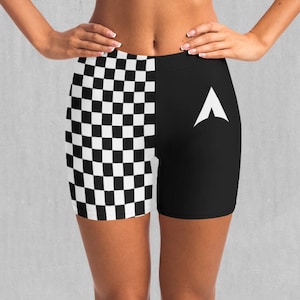 Checkerboard Leggings Tights Bike Yoga Shorts