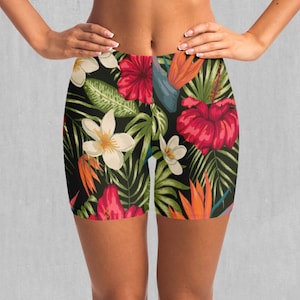 Botanical Floral Pattern Leggings Tights Bike Yoga Shorts