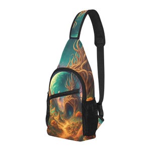 Cosmic Mirage Psychedelic Landschaft Abstrakt Sling Fanny Pack Crossbody Festival Bag