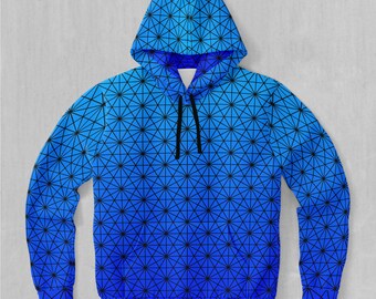 Star Net (Frost) Sacred Geometry EDM Rave Festival Polyester Hoodie
