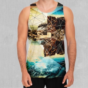 Geometric Shores Men&#39;s Tank Top Muscle Sleeveless Shirt