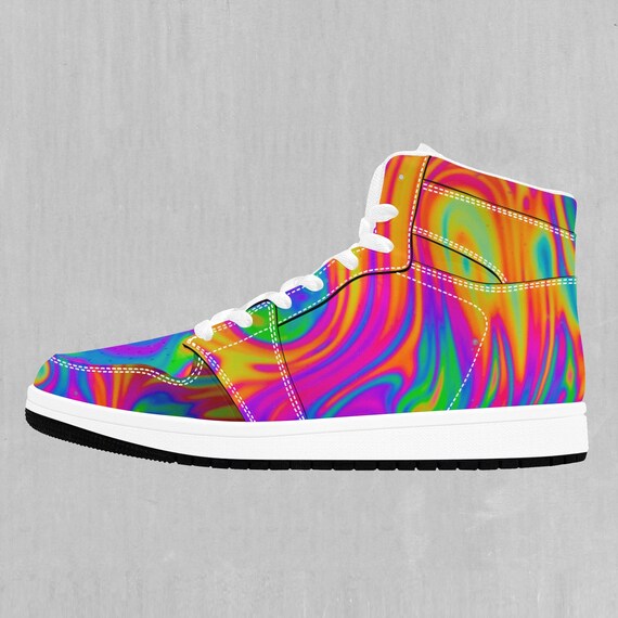 Acid Pool Colorful Psychedelic High Top Sneakers High Top Shoes Etsy Ireland