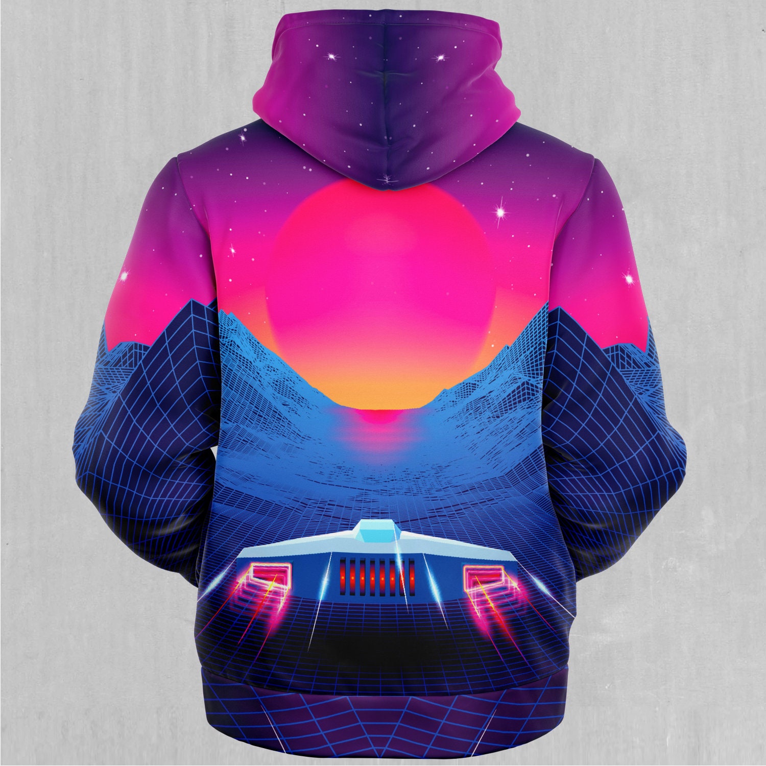 Discover Into The Sunset Retro Synthwave Pastel Vaporwave Abstract Sherpa Microfleece Zip-Up Hoodie