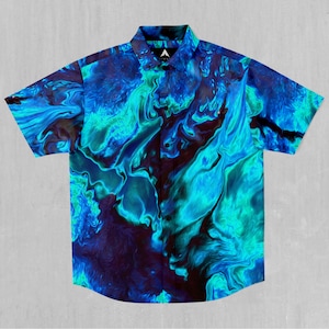 Enigma Sea Short Sleeve Button Down Collared Shirt