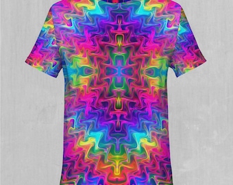 Koszulka z nadrukiem Tek Quantum Psychedelic Rainbow EDM Rave Festival All Over Print