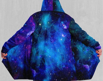 Stardust Galaxy Nebula Space EDM Rave Festival Sherpa Lined Hooded Cloak