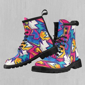 Blitz Abstract Pattern Women&#39;s Lace-Up Faux Leather Boots
