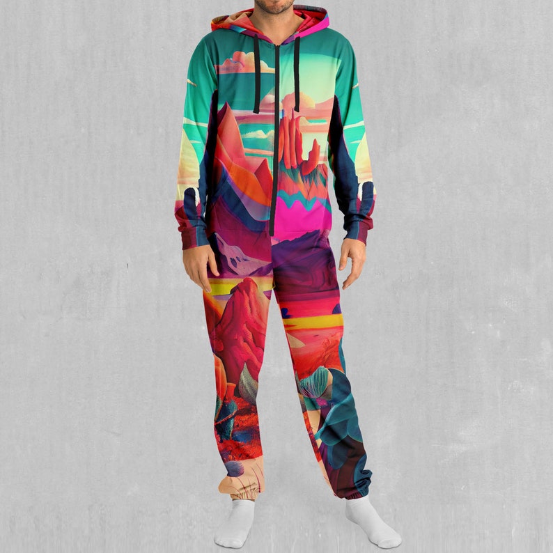 Desert Dreams Psychedelic Adult Onesie Zip up Jumpsuit Pajamas XS-S - Etsy