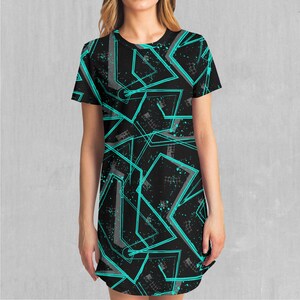 Electrostatic Abstract Streetwear Patterned T-Shirt Dress