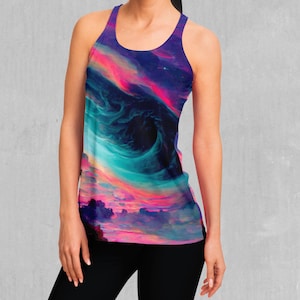 Vapor Skies Retro Vaporwave Women&#39;s Racerback Tank Top
