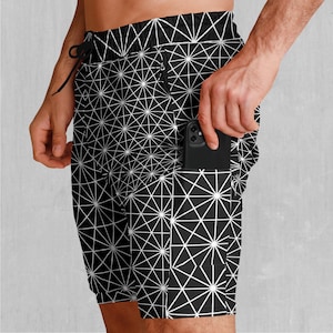 Star Net Sacred Geometry Men&#39;s 2 in 1 Compression and Athletic Gym Shorts