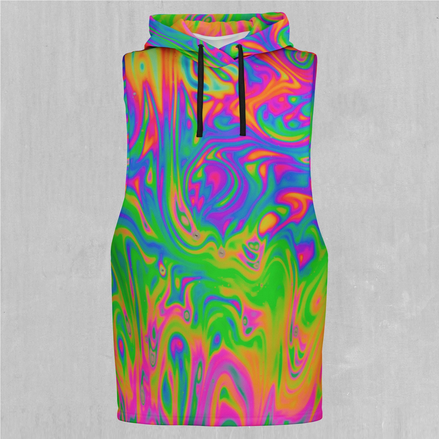 Polyester Rave Shirts Acid Pool Psychedelic Colorful EDM Rave Festival Polyester Sleeveless ...