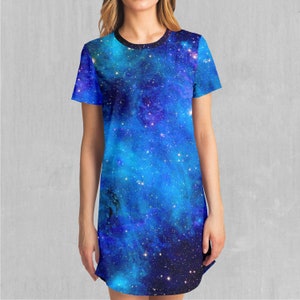 Stardust Outer Space Nebula Galaxy T-Shirt Dress