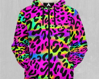 Rave Leopard Sherpa Microfleece Zip-Up Hoodie