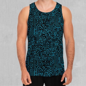 Blue Cybernetic Abstraktes Männer Tank Top Muskel Ärmelloses Shirt