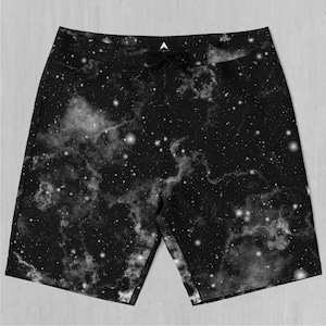 Dark Matter Galaxy Outer Space Board Shorts Men&#39;s Bathing Suit Swim Trunks With Pockets and Drawstring