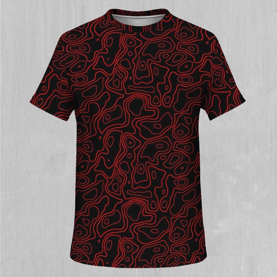Red Topographic Geographic Streetwear Festival All Over Print Tee