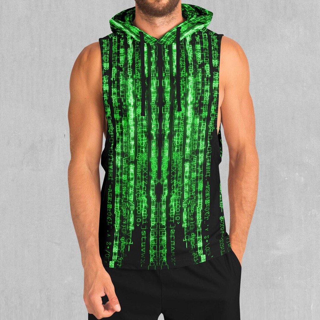 Polyester Rave Shirts Digital Rain EDM Rave Festival Polyester Sleeveless Hoodie - Etsy