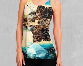 Geometric Shores Tropical Women's Racerback Tank Top
