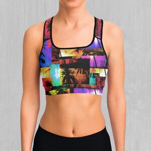 Paradise Collage Sports Bra, Women&#39;s Sports Bra, Workout Bra, Yoga Bra, Sports Bra For Women, Compression Bra
