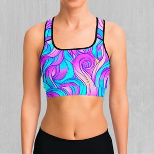 Cotton Candy Psychedelic Sports Bra, Women&#39;s Sports Bra, Workout Bra, Yoga Bra, Sports Bra For Women, Compression Bra