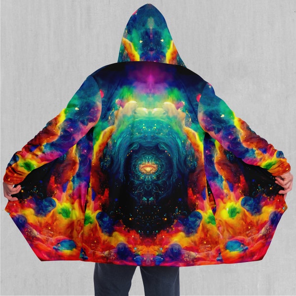 Galactic Eye Galaxy Psychedelic EDM Rave Festival Sherpa Lined Hooded Cloak