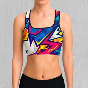Blitz Abstract Design Sports Bra, Women&#39;s Sports Bra, Workout Bra, Yoga Bra, Sports Bra For Women, Compression Bra