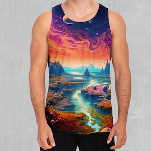 Astral Odyssey Space Galaxy Men&#39;s Tank Top Muscle Sleeveless Shirt