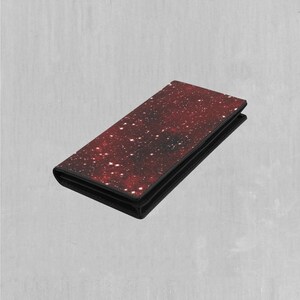 Portefeuille pour femmes Space Galaxy cramoisi à deux volets avec fermeture à pression