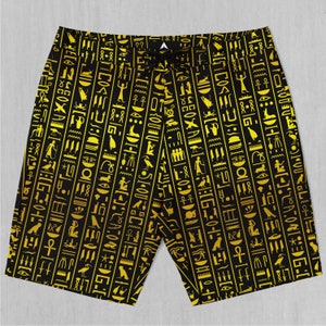 Hieroglyphics Board Shorts Men&#39;s Bathing Suit Swim Trunks With Pockets and Drawstring