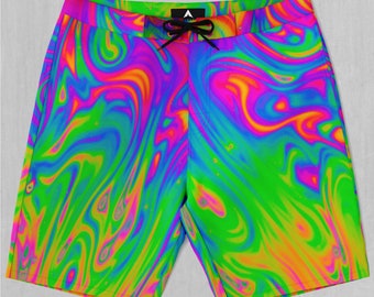 Acid Pool Psychedelic Board Shorts Herren Badeanzug Badehose mit Taschen und Kordelzug