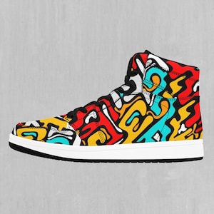 Street Graffiti Abstract High Top Sneakers, High Top Shoes