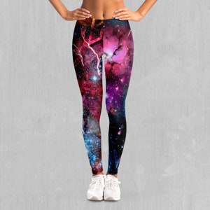 Galaxies Collide Nebula Outer Space EDM Rave Festival Leggings