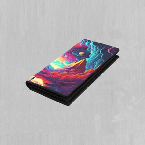 Wonderland Valley Psychedelic Trippy Portefeuille à deux volets avec fermeture à pression pour femme
