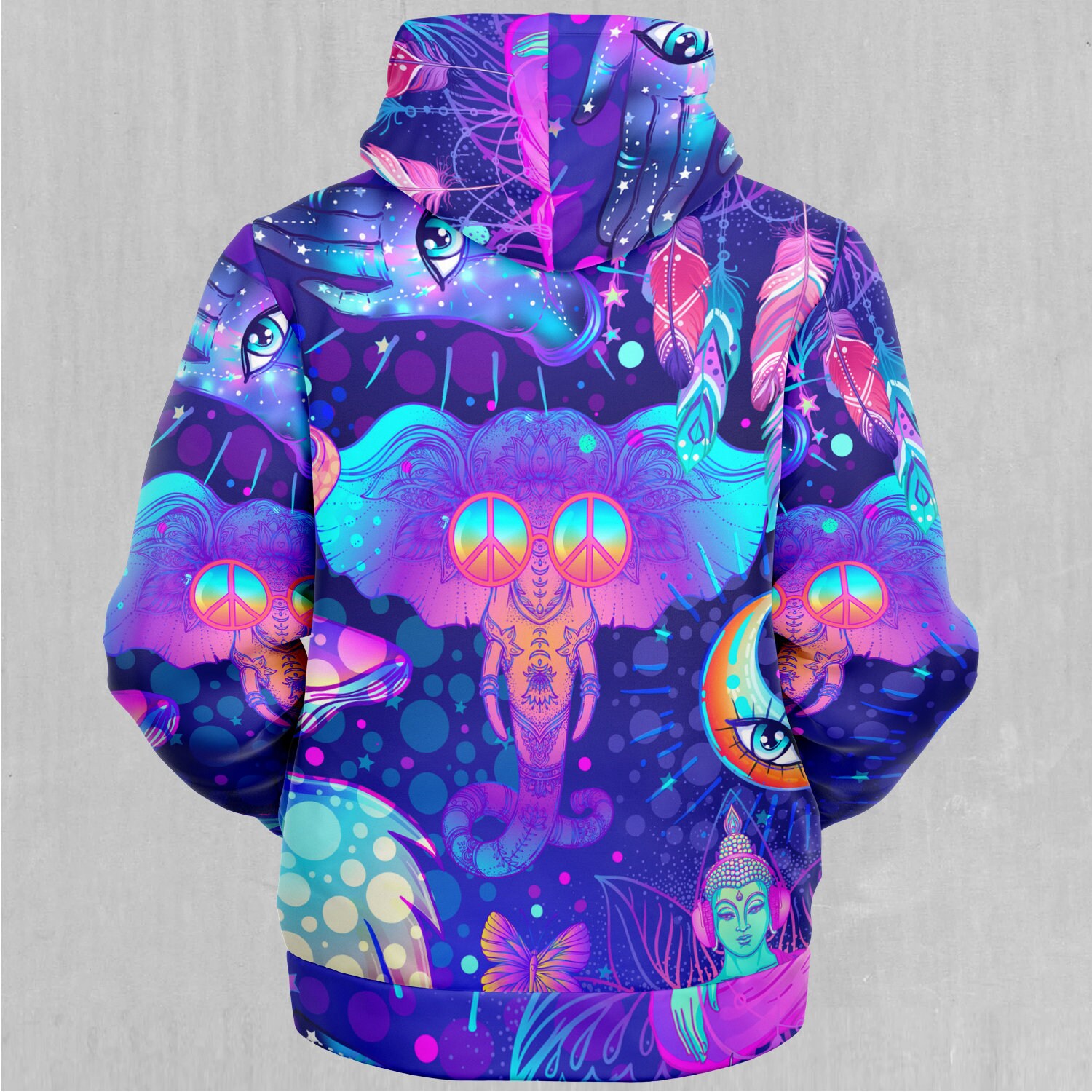 Discover Psycho Luminescence Abstract Trippy Sherpa Microfleece Zip-Up Hoodie