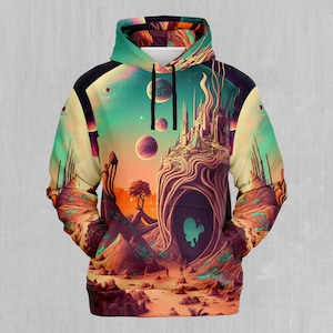 Cosmic Mirage Psychedelic Abstract EDM Rave Festival Polyester Hoodie