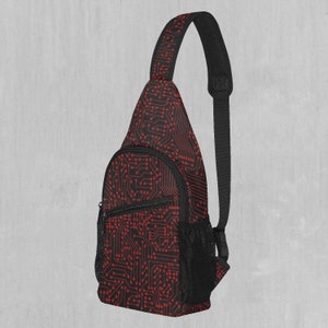 Red Cybernetic Sling Fanny Pack Crossbody Festival Bag