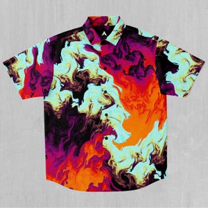 Lava Bath Short Sleeve Button Down Collared Shirt