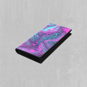 Carteira Elixir Elétrica Colorida Psicodélica Feminina Bi Fold com Fecho de Pressão