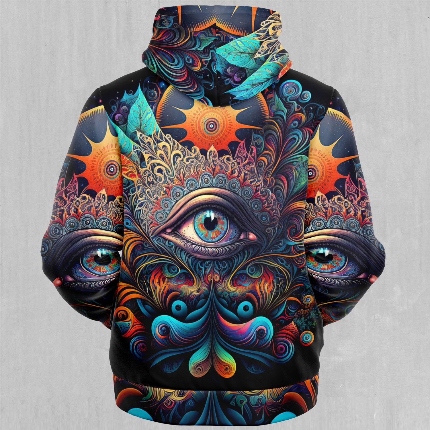 Discover Cosmic Eye Psychedelic Abstract Trippy Mandala Sherpa Microfleece Zip-Up Hoodie