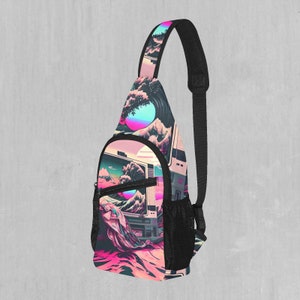 Digital Tsunami Sling Fanny Pack Crossbody Festival Bag