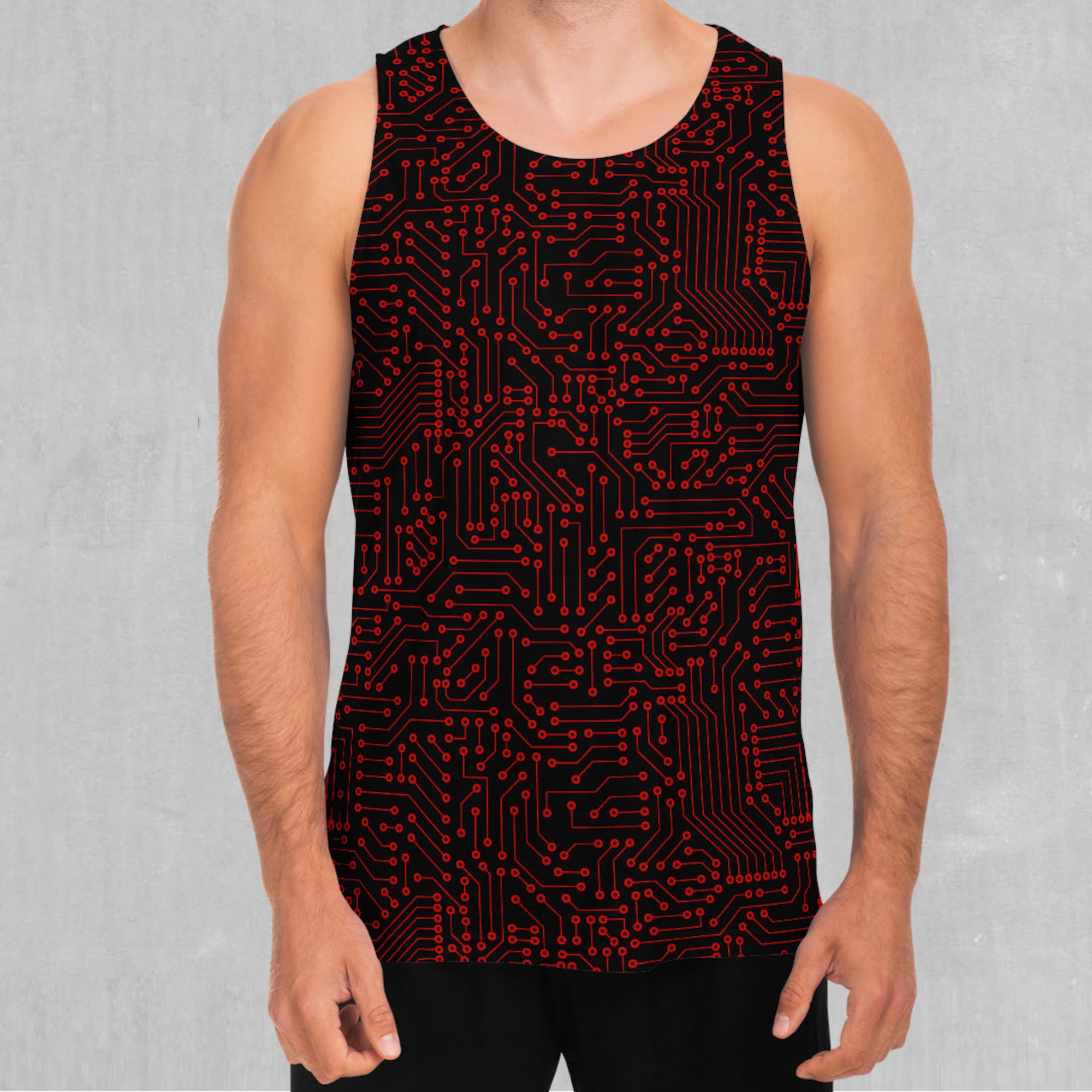 Red Cybernetic Men's Tank Top Muscle Sleeveless Shirt