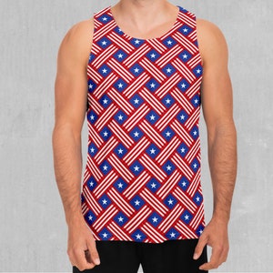 Stars and Stripes Independence Day July 4 Men&#39;s Tank Top Muscle Sleeveless Shirt