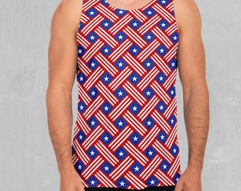 Stars and Stripes Independence Day July 4 Men's Tank Top Muscle Sleeveless Shirt