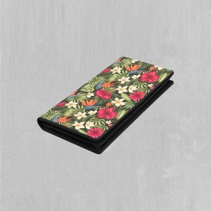 Carteira Botanical Floral Feminina Bi Fold com Fecho de Pressão