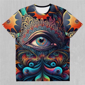 Cosmic Eye Mandala Psychedelic Abstract Colorful Festival Tee