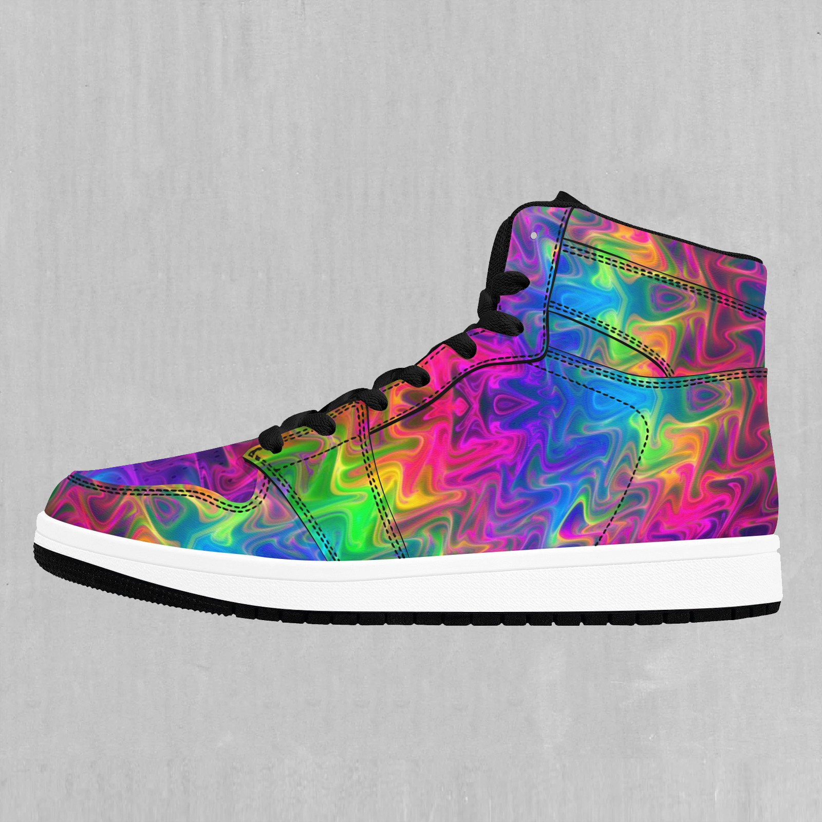 Tek Quantum Psychedelic Rainbow High Top Sneakers, High Top Shoes