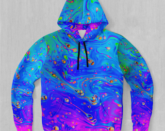 Liquified Psychedelic Abstract Colorful EDM Rave Festival Hoodie